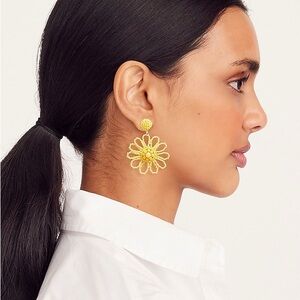 J.Crew Beaded flower statement earrings